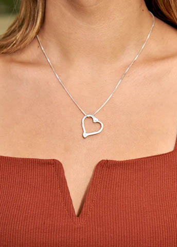 DOUBLE NAIL HEART NECKLACE, STERLING SILVER